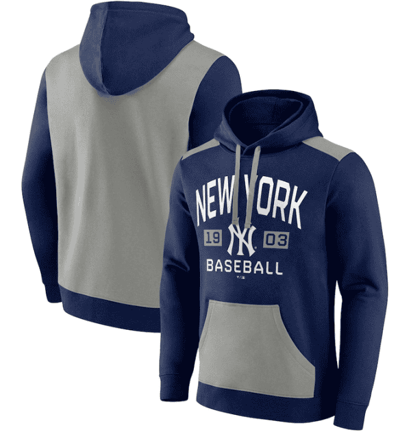 New York Yankees Navy Grey Chip In Pullover Hoodie