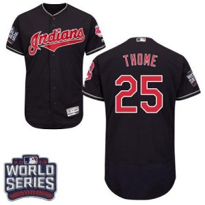 Indians #25 Jim Thome Navy Blue Flexbase Authentic Collection 2016 World Series Bound Stitched Jersey
