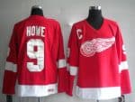 Red Wings #9 Gordie Howe Red CCM Stitched Jersey