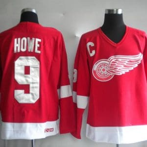 Red Wings #9 Gordie Howe Red CCM Stitched Jersey