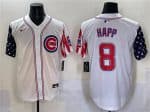 Chicago Cubs #8 Ian Happ White 2025 Independence Day Vapor Premier Limited Stitched Jersey