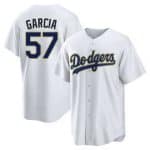 Los Angeles Dodgers #57 Luis Garcia White Gold Cool Base Stitched Jersey