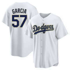 Los Angeles Dodgers #57 Luis Garcia White Gold Cool Base Stitched Jersey