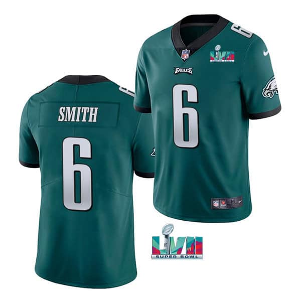 Philadelphia Eagles #6 DeVonta Smith Green Super Bowl LVII Patch Vapor Untouchable Limited Stitched Jersey