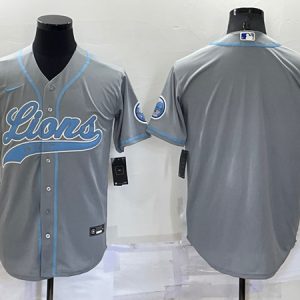 Detroit Lions Blank Gray Cool Base Stitched Baseball Jersey