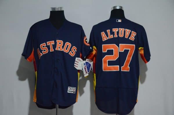 Houston Astros #27 Jose Altuve Majestic Alternate Navy Flex Base Authentic Collection Stitched Jersey