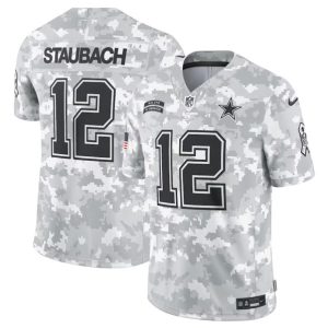 Dallas Cowboys #12 Roger Staubach Arctic Camo 2024 F.U.S.E. Salute To Service Limited Stitched Jersey