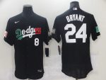 Los Angeles Dodgers Front #8 Back #24 Kobe Bryant Black World Series Stitched Jersey