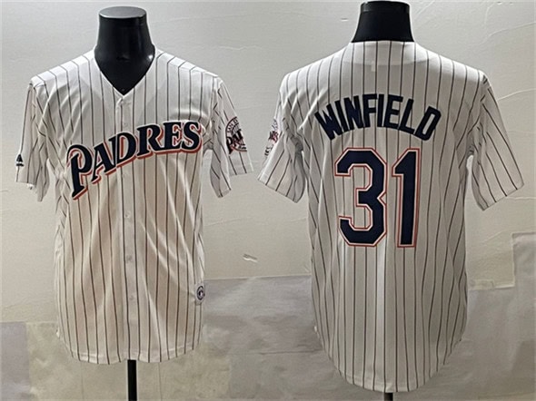 San Diego Padres #31 Dave Winfield White Throwback With Patch Cool Base Stitched Jersey