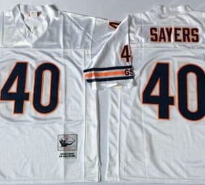 Mitchell Ness Bears #40 Gale Sayers White Small No. Throwback Stitched Jersey