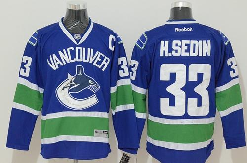 Canucks #33 Henrik Sedin Blue Stitched Jersey