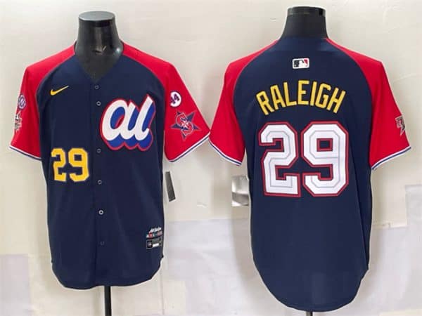 American League #29 Cal Raleigh Navy Red Alternate 2025 All-Star With Patch Edition Limited Stitched Jersey