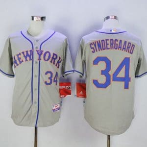Mets #34 Noah Syndergaard Grey Road Cool Base Stitched Jersey