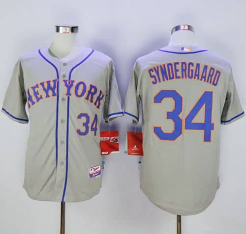 Mets #34 Noah Syndergaard Grey Road Cool Base Stitched Jersey