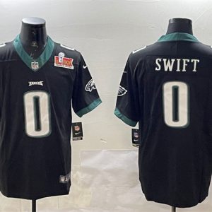Philadelphia Eagles #0 D'Andre Swift Black 2025 Super Bowl LIX Patch Vapor Untouchable Limited Stitched Jersey