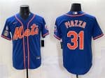 New York Mets #31 Mike Piazza Blue With Patch Cool Base Stitched Jersey
