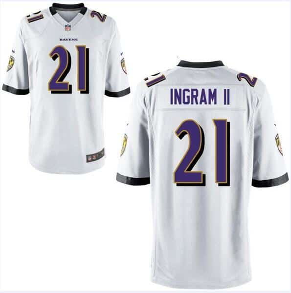 Baltimore Ravens #21 Mark Ingram White Jersey