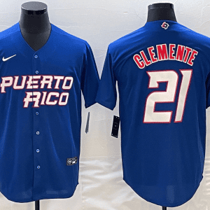 Puerto Rico #21 Roberto Clemente 2023 Royal World Classic Stitched Jersey