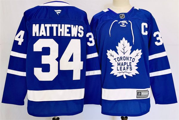 Toronto Maple Leafs #34 Auston Matthews Blue 2024-25 With C Patch Stitched Jersey