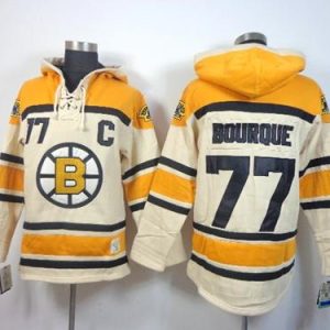Bruins #77 Ray Bourque Cream Sawyer Hooded Sweatshirt Stitched Jersey