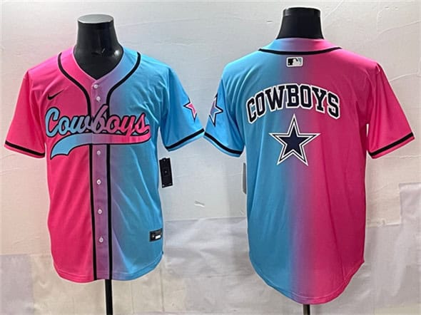 Dallas Cowboys Team Big Logo Pink Blue Limited Stitched Jersey