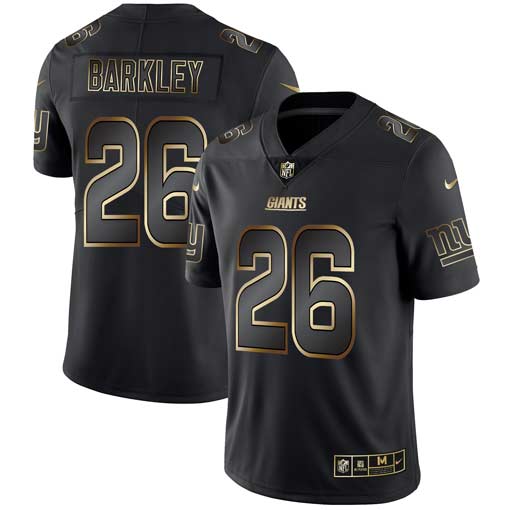 New York Giants #26 Saquon Barkley 2019 Black Gold Edition Stitched Jersey
