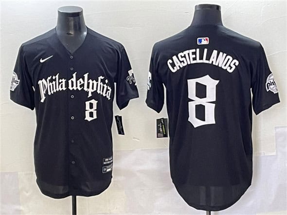 Philadelphia Phillies #8 Nick Castellanos Black Gothic Vapor Limited Stitched Jersey