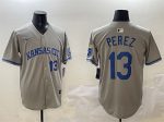 Kansas City Royals #13 Salvador Perez Gray 2024 Away Limited Stitched Jersey