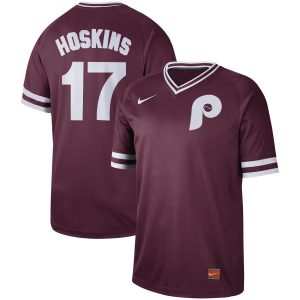 Philadelphia Phillies #17 Rhys Hoskins Maroon Cooperstown Collection Legend Stitched Jersey