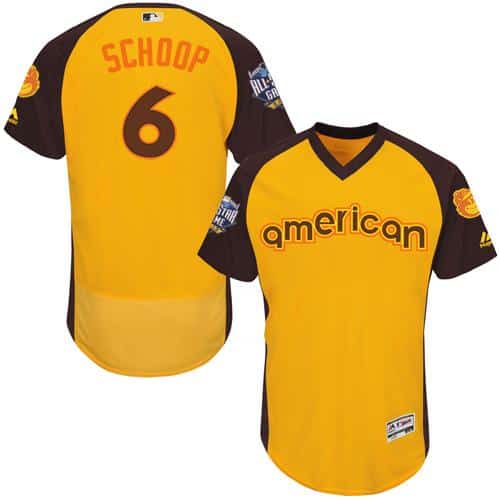Orioles #6 Jonathan Schoop Gold Flexbase Authentic Collection 2016 All-Star American League Stitched Jersey