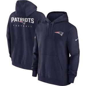 New England Patriots Navy Sideline Club Fleece Pullover Hoodie