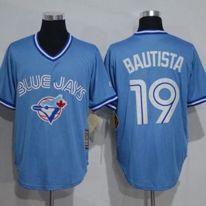Blue Jays #19 Jose Bautista Light Blue Cooperstown Throwback Stitched Jersey