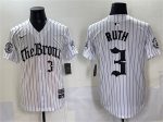 New York Yankees #3 Babe Ruth White Pinstripe 'Gothic Legacy Edition' Vapor Premier Limited Stitched Jersey