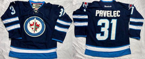 Jets #31 Ondrej Pavelec Dark Blue Stitched Jersey