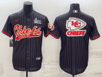 Kansas City Chiefs Black Team Big Logo With Super Bowl LVII Patch Cool Base Stitched Baseball Jersey