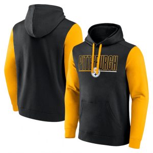 Pittsburgh Steelers Black Gold Outline Pullover Hoodie