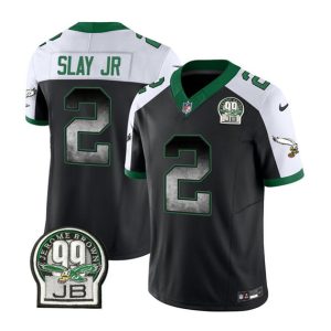 Philadelphia Eagles #2 Darius Slay JR Black White 2023 F.U.S.E. Throwback Vapor Untouchable Limited Stitched Jersey