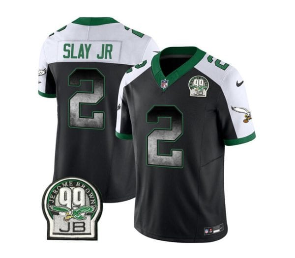 Philadelphia Eagles #2 Darius Slay JR Black White 2023 F.U.S.E. Throwback Vapor Untouchable Limited Stitched Jersey