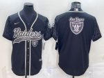 Las Vegas Raiders Black Reflective Team Big Logo With Patch Cool Base Stitched Jersey