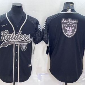 Las Vegas Raiders Black Reflective Team Big Logo With Patch Cool Base Stitched Jersey