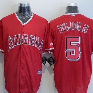 Angels Of Anaheim #5 Albert Pujols Red New Cool Base Stitched Jersey