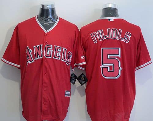 Angels Of Anaheim #5 Albert Pujols Red New Cool Base Stitched Jersey