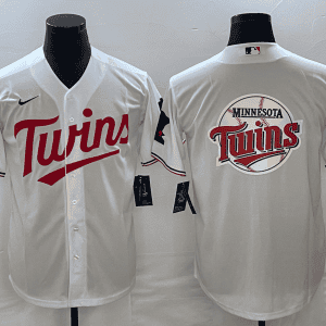 Minnesota Twins White Team Big Logo Cool Base Stitched Jersey