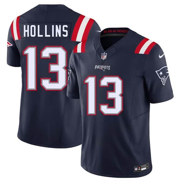 New England Patriots #13 Mack Hollins Navy 2025 F.U.S.E. Vapor Limited Stitched Jersey