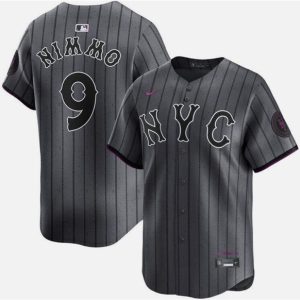 New York Mets #9 Brandon Nimmo Graphite 2024 City Connect Limited Stitched Jersey