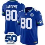 Seattle Seahawks #80 Steve Largent Royal 2025 F.U.S.E 50th Anniversary Patch Throwback Vapor Limited Football Stitched Jersey