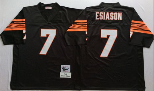 Mitchell And Ness Bengals #7 Boomer Esiason Black Throwback Stitched Jersey