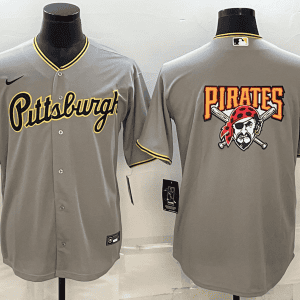 Pittsburgh Pirates Gray Team Big Logo Cool Base Stitched Jersey