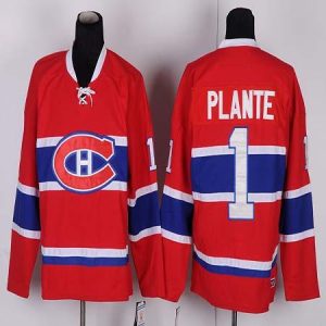 Canadiens #1 Jacques Plante Red CH CCM Throwback Stitched Jersey