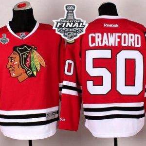 Blackhawks #50 Corey Crawford Red 2015 Stanley Cup Stitched Jersey